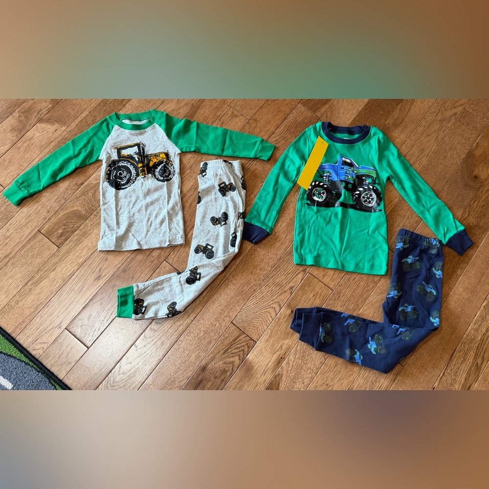 NWT Little Bety Cotton Pajamas Monster Trucks Tractors Long Sleeve & Pants 3T